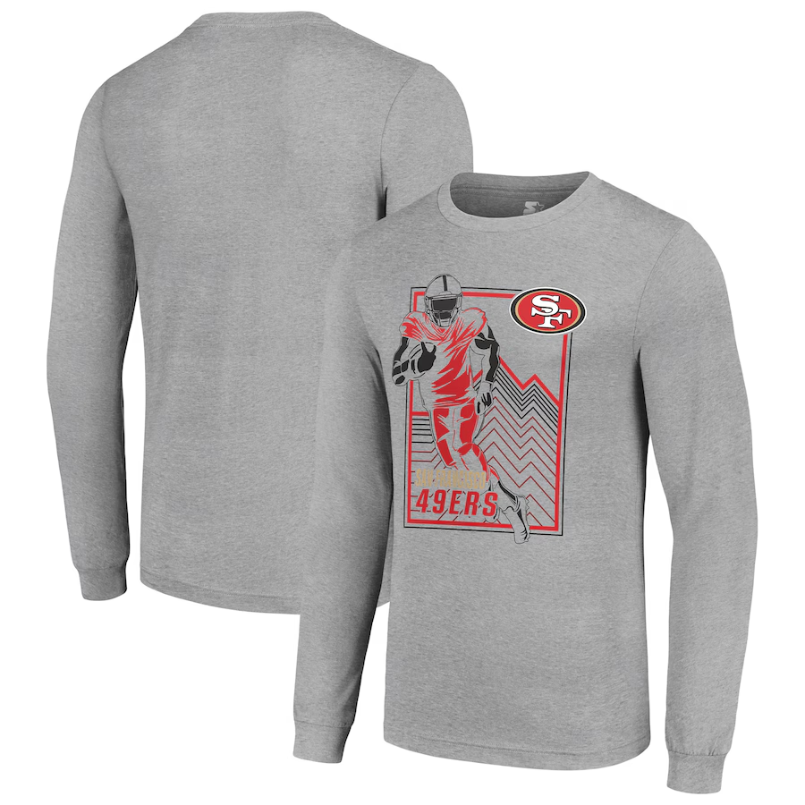 Men San Francisco 49ers grey 2024 NFL Long sleeve T Shirts->nfl t-shirts->Sports Accessory